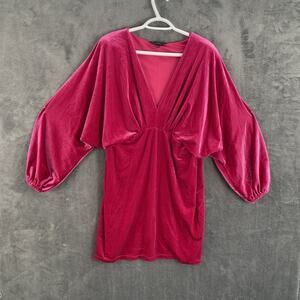 eloquii dress 16 Pink Velvet Balloon Sleeve mini barbiecore party